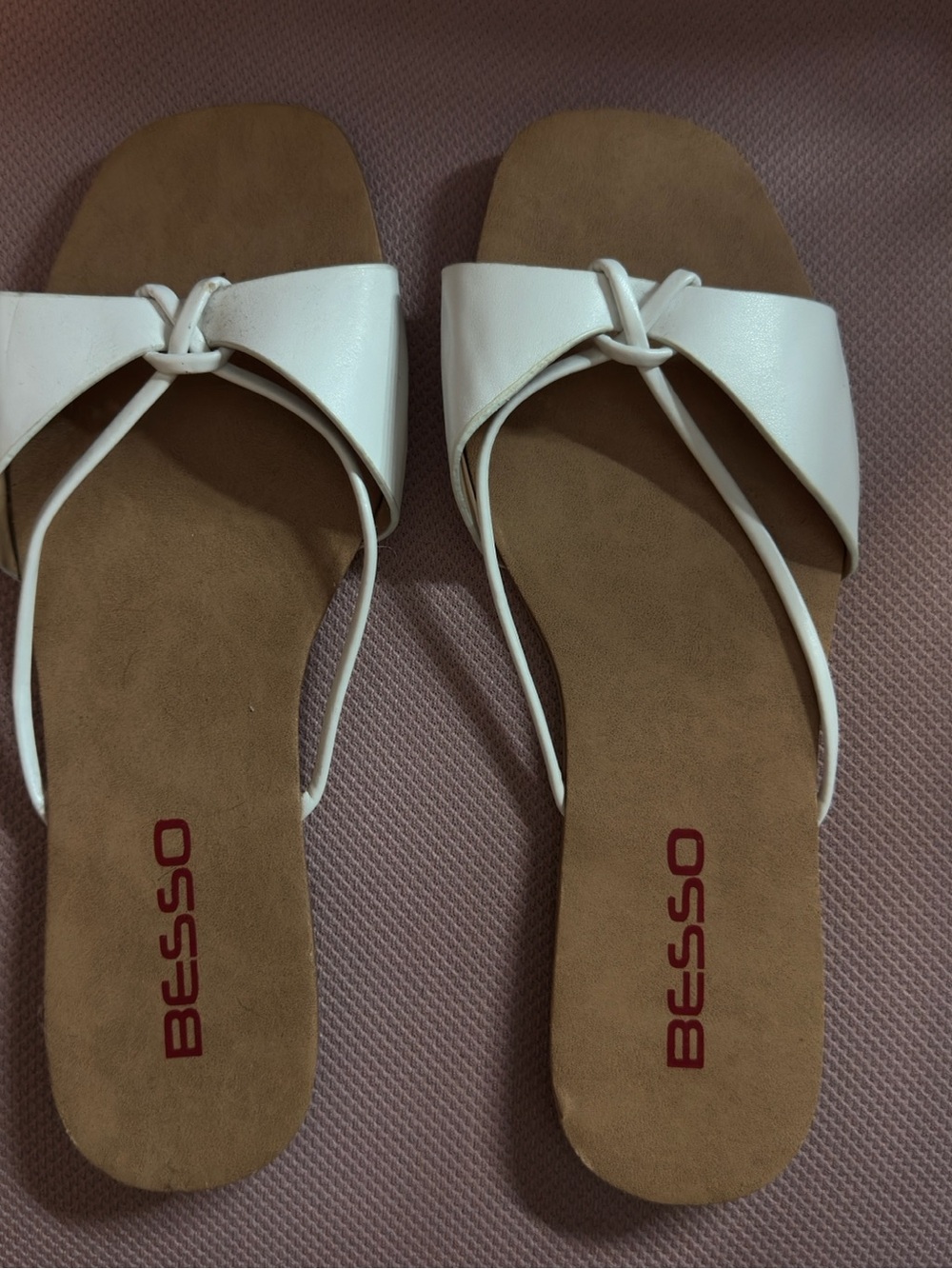 Besso White Knot-Top Women's Slide Sandals NWOT